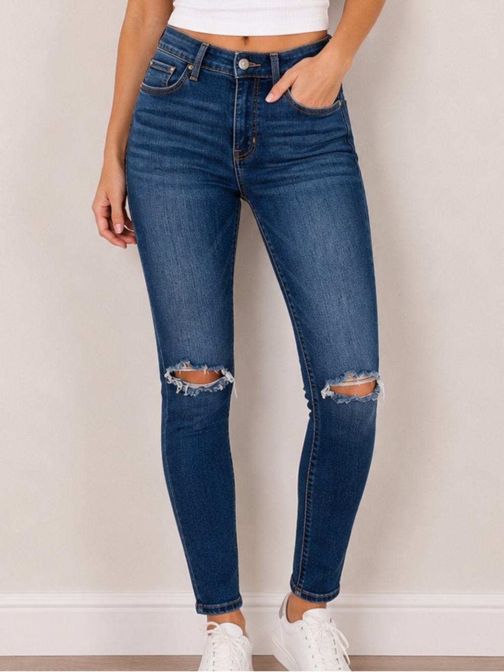 Hollister High Rise Super Skinny Distressed Jeans Blue Size 0 Short